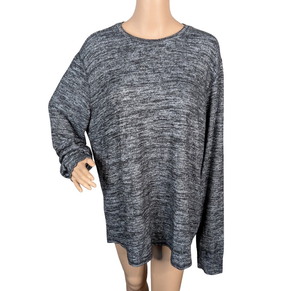 Velvet by Graham Spencer Men XXL Bronson Gray Space Dye Long Sleeve Tee Pullover